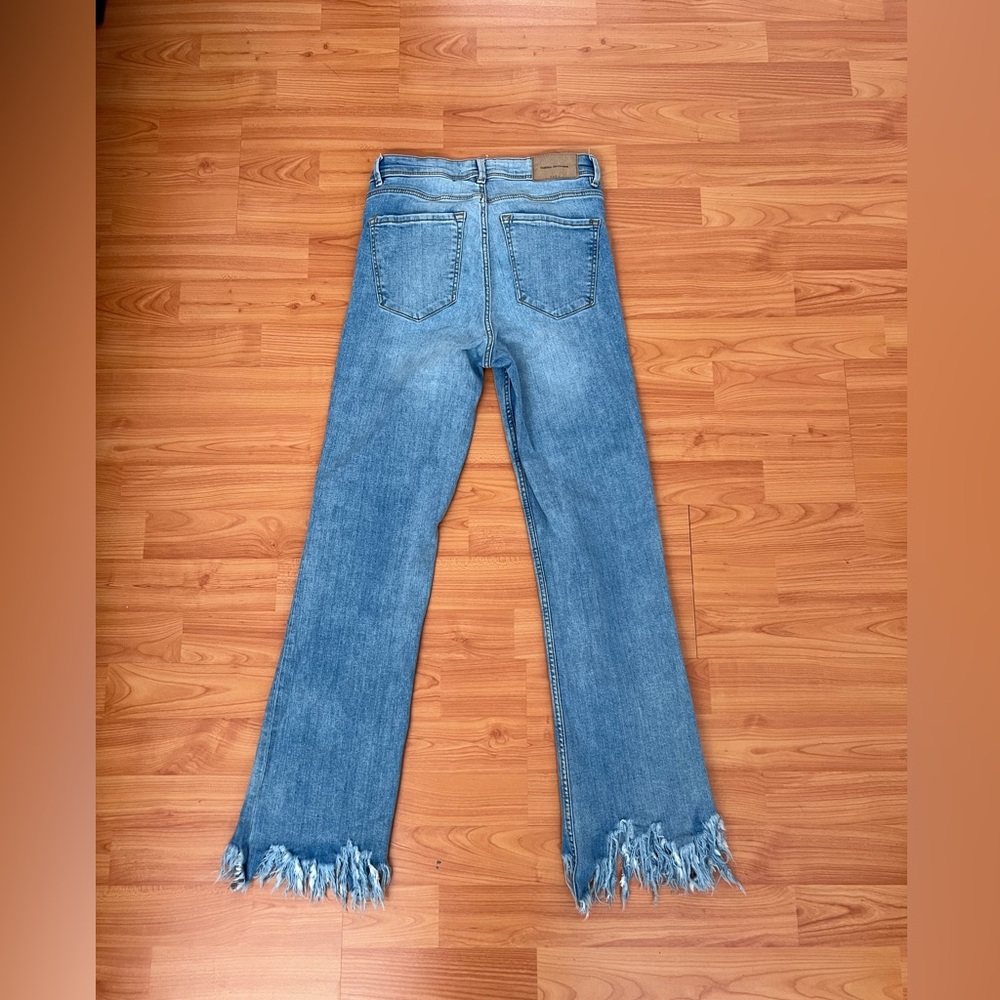Zara High Rise Fringe Hem Denim Jeans - Picture 5 of 5